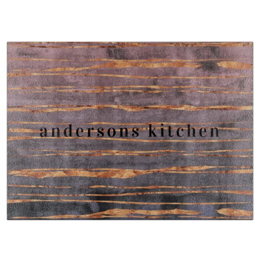 Planche À Découper Marbre rose or violet nom moderne (Devant)