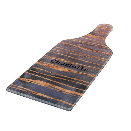 Planche À Découper Marbre rose or violet nom moderne (Coin)