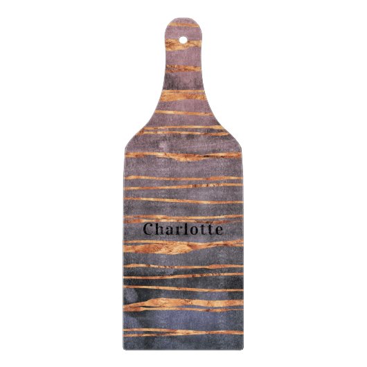 Planche À Découper Marbre rose or violet nom moderne (Devant)