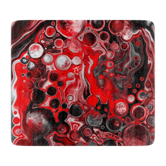 Planche À Découper Marbre rouge, noir et blanc d'art fluvial (Devant)
