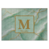 Planche À Découper Marbre vert à la menthe avec Veines or clair Monog (Devant)