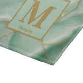 Planche À Découper Marbre vert à la menthe avec Veines or clair Monog (Coin)