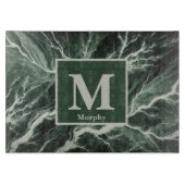 Planche À Découper Marbre vert de la forêt avec Monogramme des veines (Devant)