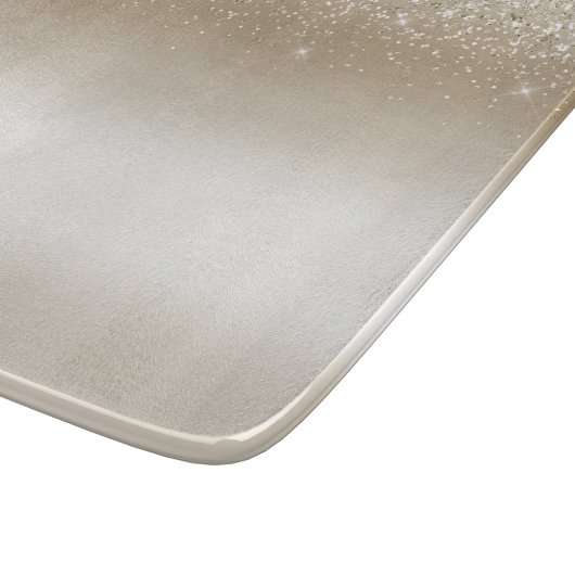 Planche À Découper Mariage Crème Doré Pailleté Brillants (Coin)