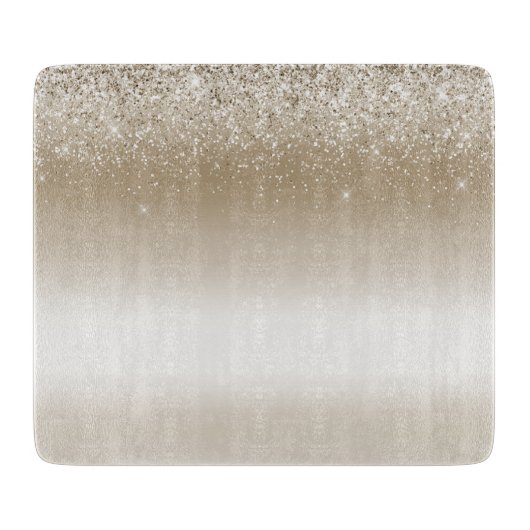 Planche À Découper Mariage Crème Doré Paillettes (Devant)