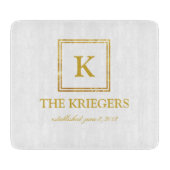 Planche À Découper Mariage de monogramme d'or blanc (Devant)