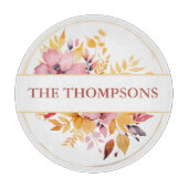 Planche À Découper Mariage de monogramme jaune botanique (Devant)