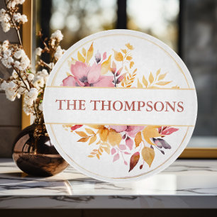 Planche À Découper Mariage de monogramme jaune botanique