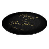 Planche À Découper Mariage de script lettres d'or noir moderne (Coin)