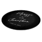 Planche À Découper Mariage de script moderne noir blanc main lettres (Coin)