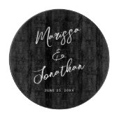 Planche À Découper Mariage de script moderne noir blanc main lettres (Devant)