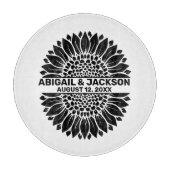 Planche À Découper Mariage de tournesol Nom et date personnalisés (Devant)