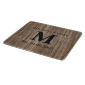 Planche À Découper Mariage monogramme faux bois famille initiale rust (Coin)