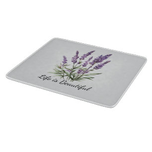 Planche À Découper Mariage Romantique Gris Fleur de Lavande