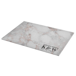 Planche À Découper Mariage Thème Rose-Gold Faux Marble