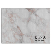Planche À Découper Mariage Thème Rose-Gold Faux Marble (Devant)
