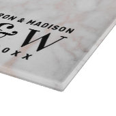 Planche À Découper Mariage Thème Rose-Gold Faux Marble (Coin)