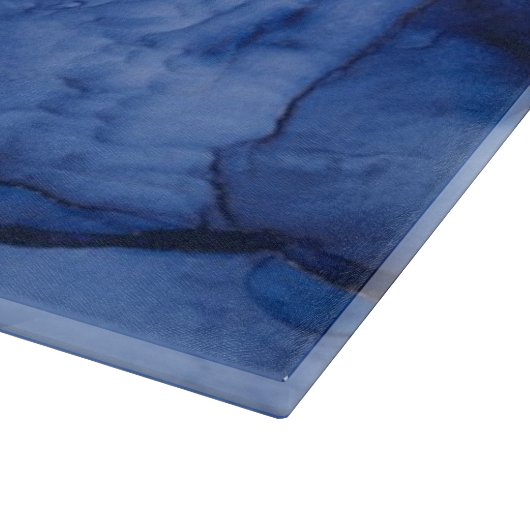 Planche À Découper Marine Agate Monogramme et nom Marble Luxe (Coin)