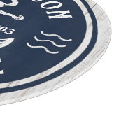 Planche À Découper Marine Ancre blanche Nom de famille nautique Maiso (Coin)