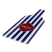 Planche À Découper Marine Blancs Burgundy Quatrefoil 3 Monogramme (Coin)