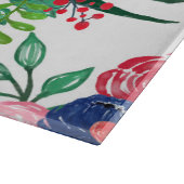 Planche À Découper Marine bleu et rouge aquarelle boho chic Fleurs (Coin)