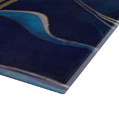Planche À Découper Marine Blue Agate Marbre Gold Nom et Monogramme (Coin)