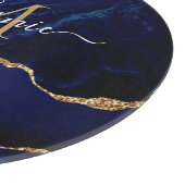 Planche À Découper Marine Blue Gold Marble Nom Lettre Coupe Board (Coin)