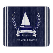 Planche À Découper Marine Nautique Bleu Voilier Côtier Monogramme C (Devant)