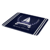 Planche À Découper Marine Nautique Bleu Voilier Côtier Monogramme C (Coin)