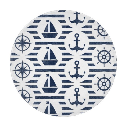 Planche À Découper Maritime dans le motif bleu (Devant)