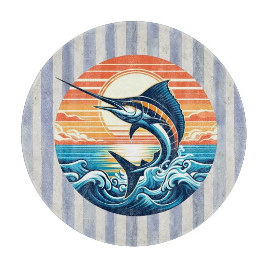 Planche À Découper Marlin coucher de soleil côtier/nautique/plage per (Devant)