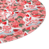 Planche À Découper Masques Kitsune et camélia fleurie sur rose (Coin)