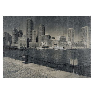 Planche À Découper Massachusetts, Boston, bâtiments de Rowe's Wharf