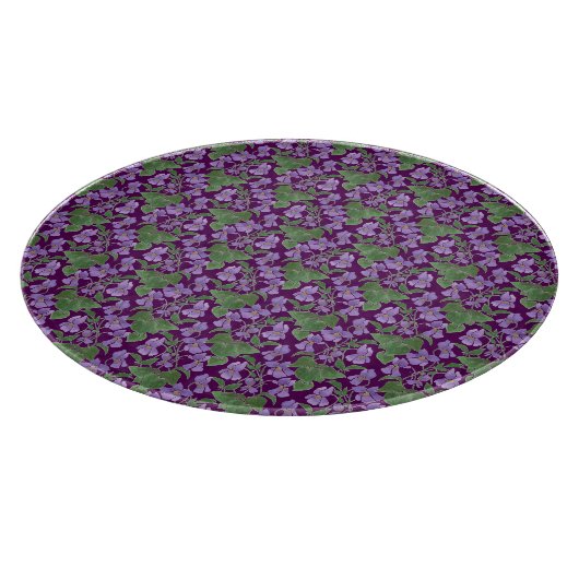 Planche À Découper Mauve Violets Floral Pattern Verre Découpe (Coin)