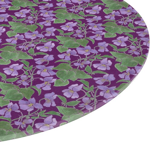 Planche À Découper Mauve Violets Floral Pattern Verre Découpe (Coin)