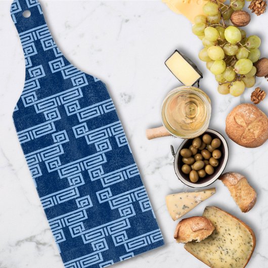 Planche À Découper Méandre à clé grecque en bleu indigo