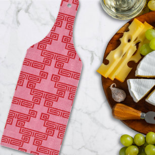 Planche À Découper Méandre de clé grecque à étages en rose et rouge