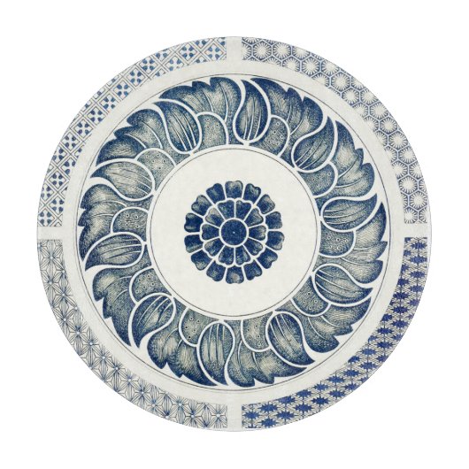 Planche À Découper Médaillon Chinois : Chinoiserie Bleu Indigo (Devant)