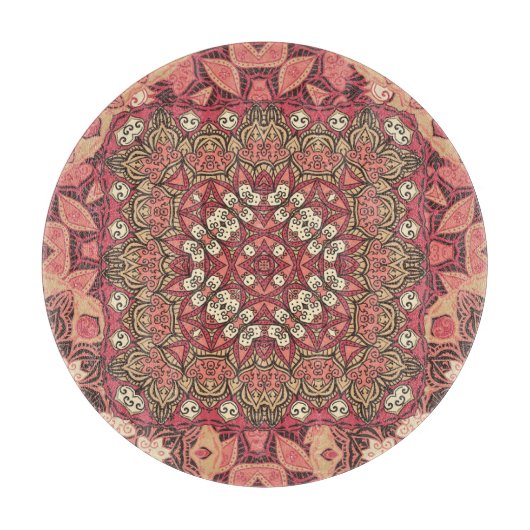 Planche À Découper Médaillon indien, ornement ethnique boho (Devant)