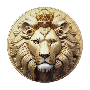 Planche À Découper Médaillon Lion d'Or avec Couronne