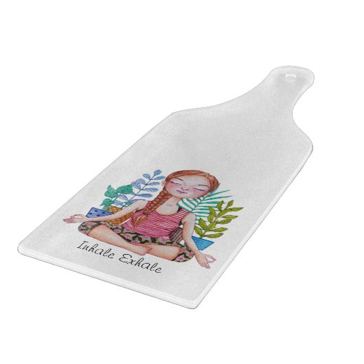 Planche À Découper Méditer la fille avec les Plantes (Coin)