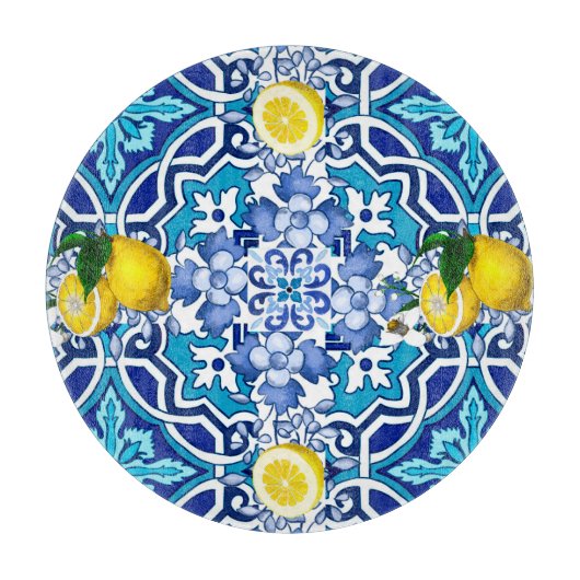 Planche À Découper Méditerranée, majolica, tuiles, citrons, agrumes (Devant)