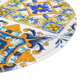 Planche À Découper méditerranéen, tuiles siciliennes, citrons   (Coin)