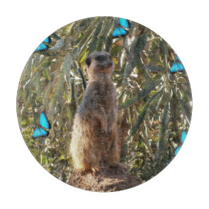 Planche À Découper Meerkat Et Papillons Bleus,