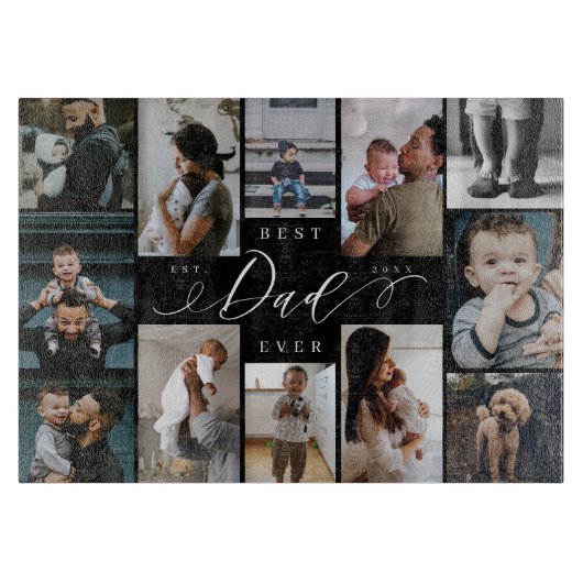 Planche À Découper Meilleur papa jamais | Fête des pères 12 Collage p (Devant)