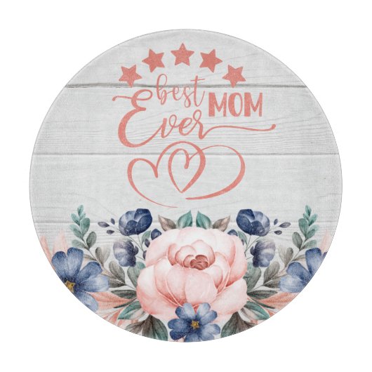Planche À Découper Meilleure maman jamais Rustique Boho Floral Fête d (Devant)