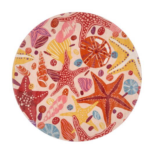 Planche À Découper Mer d'été scandinave : Starfish Motif (Devant)
