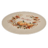 Planche À Découper Merci Citrouille et fleurs d'automne Wreath (Coin)