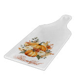 Planche À Découper Merci Citrouilles et fleurs automne (Coin)