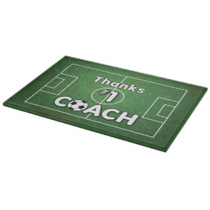 Planche À Découper Merci entraîneur de football terrain herbeux